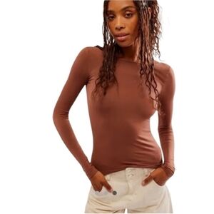 Free People Intimately | Low Back Seamless Long Sleeve in Rose Size M/L NWT
